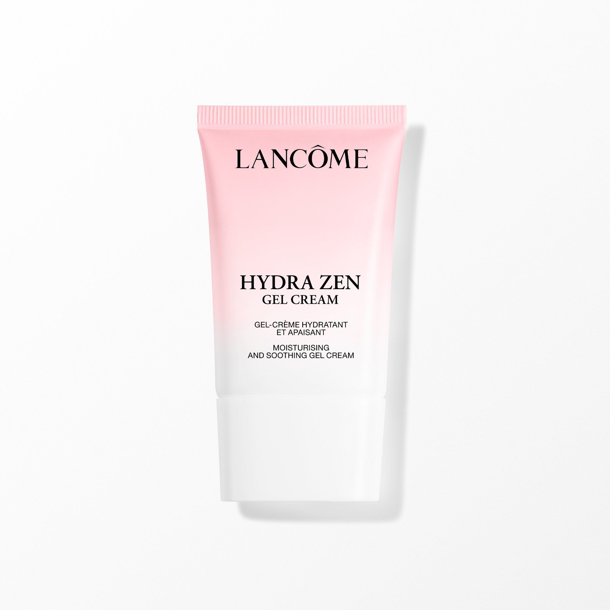 A white and pink tube of Lancome Hydra Zen Gel Cream.