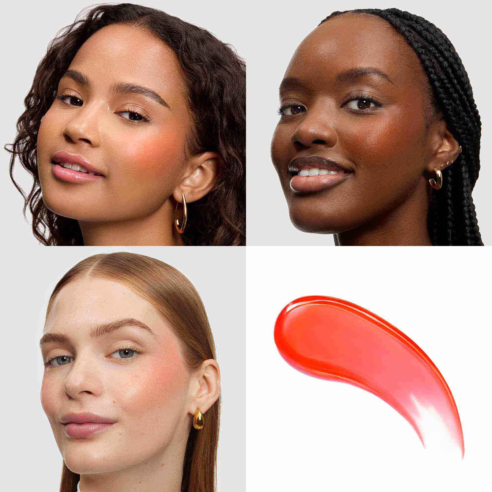 Blush finish shown on three different skin tones.
