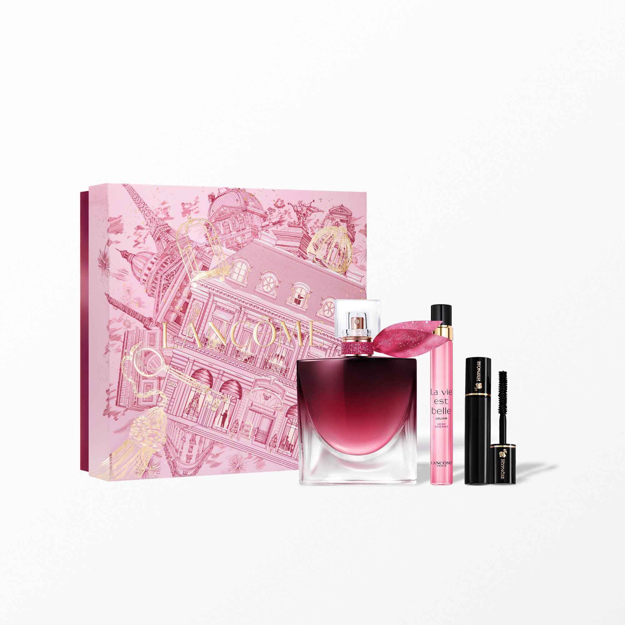 La vie est belle holiday set containing: LA VIE EST BELLE ELIXIR VERY CHERRY 50ML - LA VIE EST BELLE ELIXIR VERY CHERRY 10ML - HYPNOSE MASCARA MINI 2ML