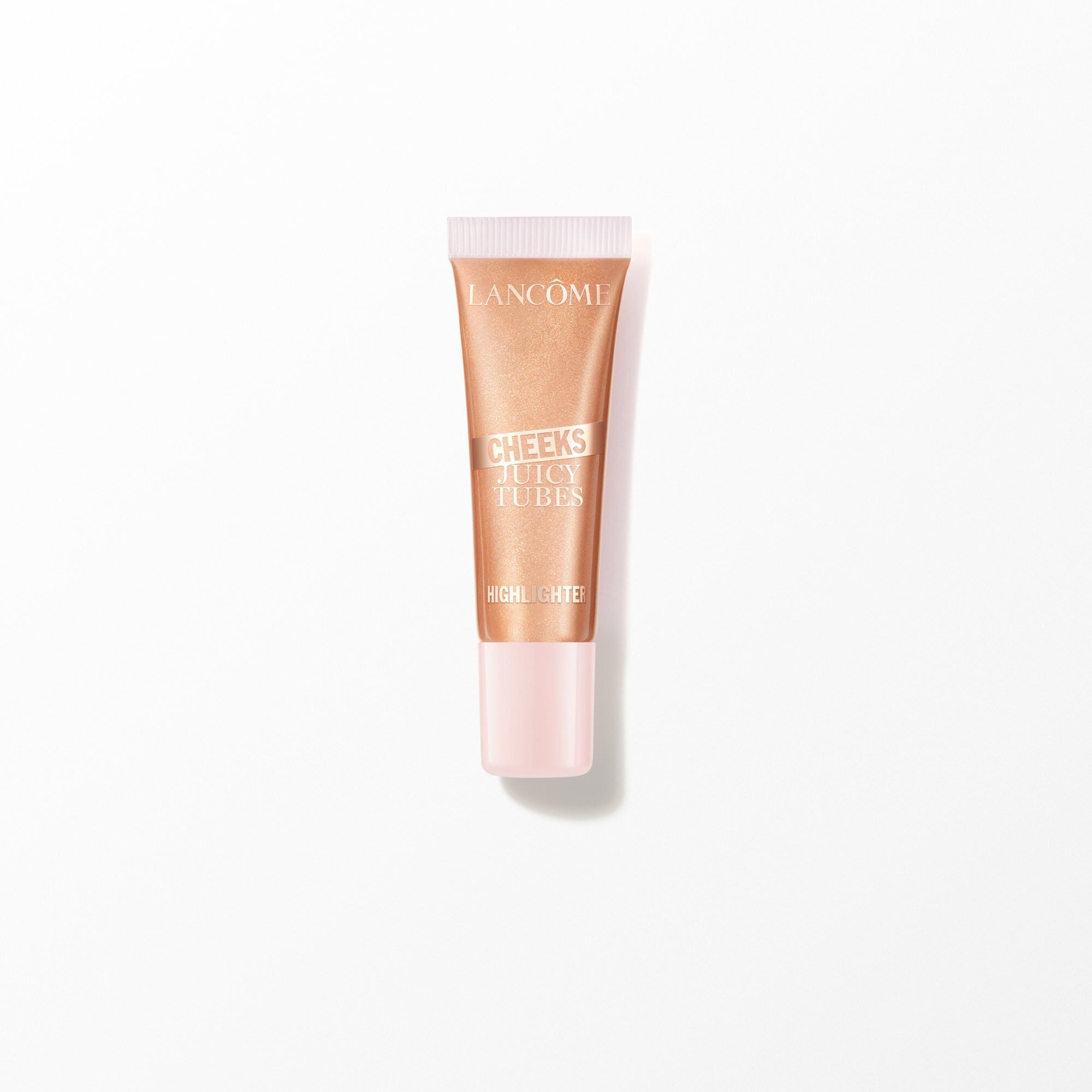 Tube of Lancome Juicy Tubes Cheeks Highlighter on white.