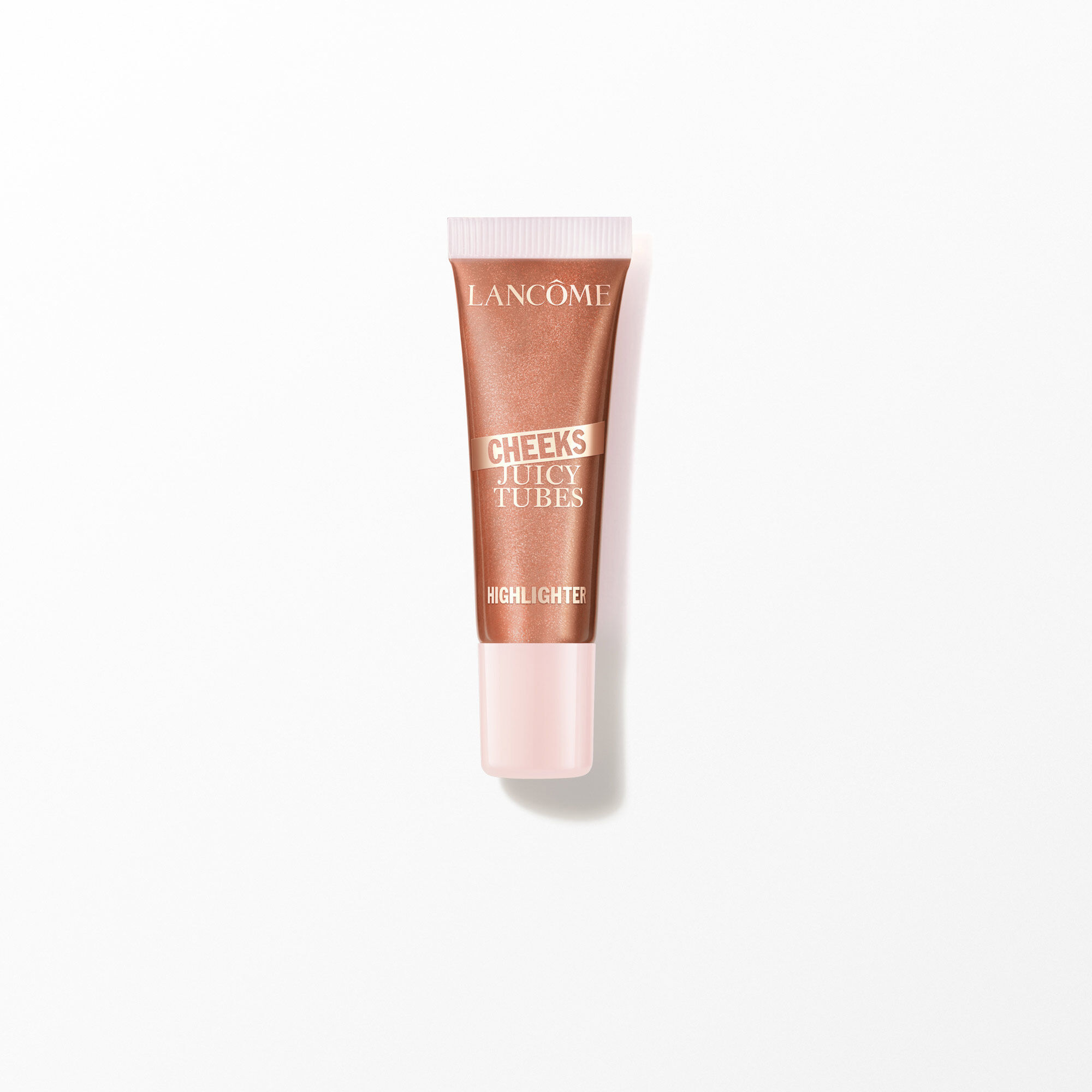 Tube of Lancome Juicy Tubes Cheeks Highlighter on white.