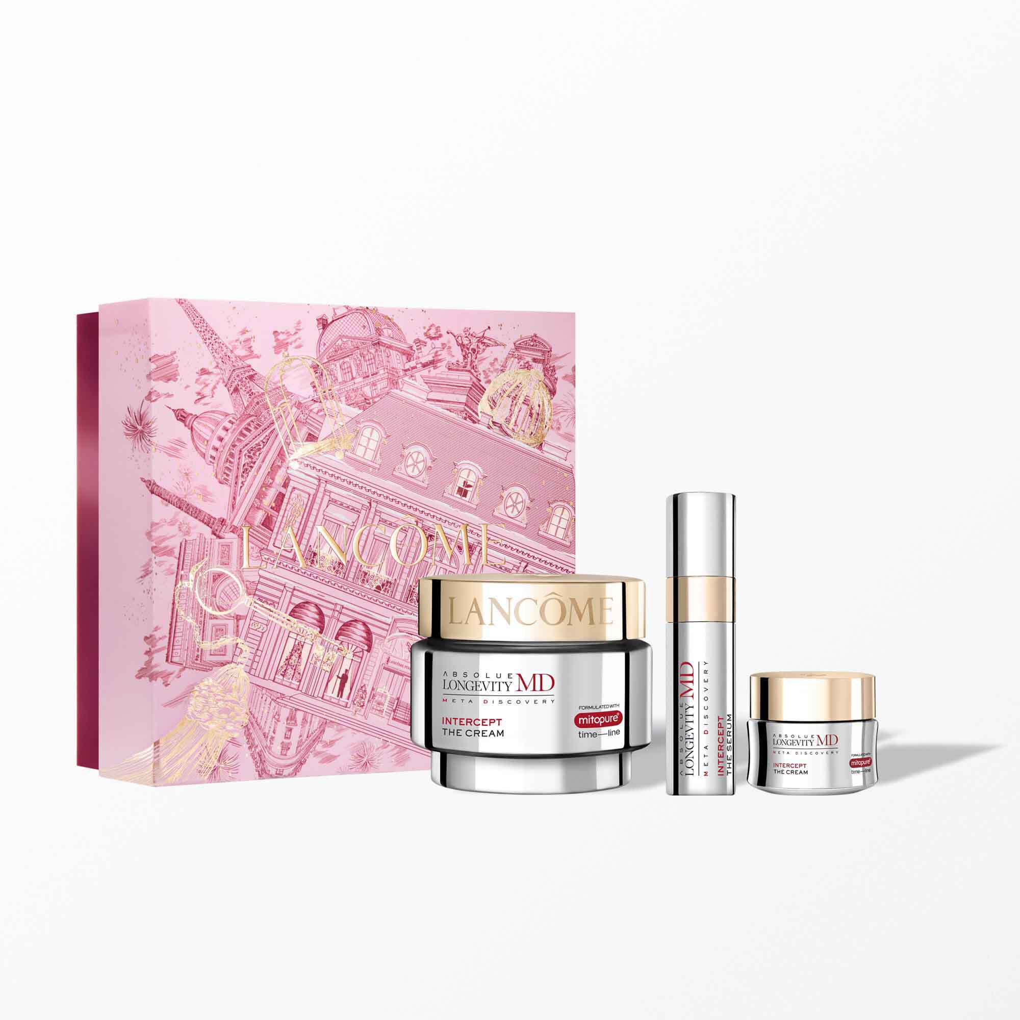 Absolue MD holiday set containing: - ABSOLUE LONGEVITY MD INTERCEPT CREAM 50ML - ABSOLUE LONGEVITY MD INTERCEPT CREAM 15ML MINI - ABSOLUE LONGEVITY INTERCEPT SERUM 10ML